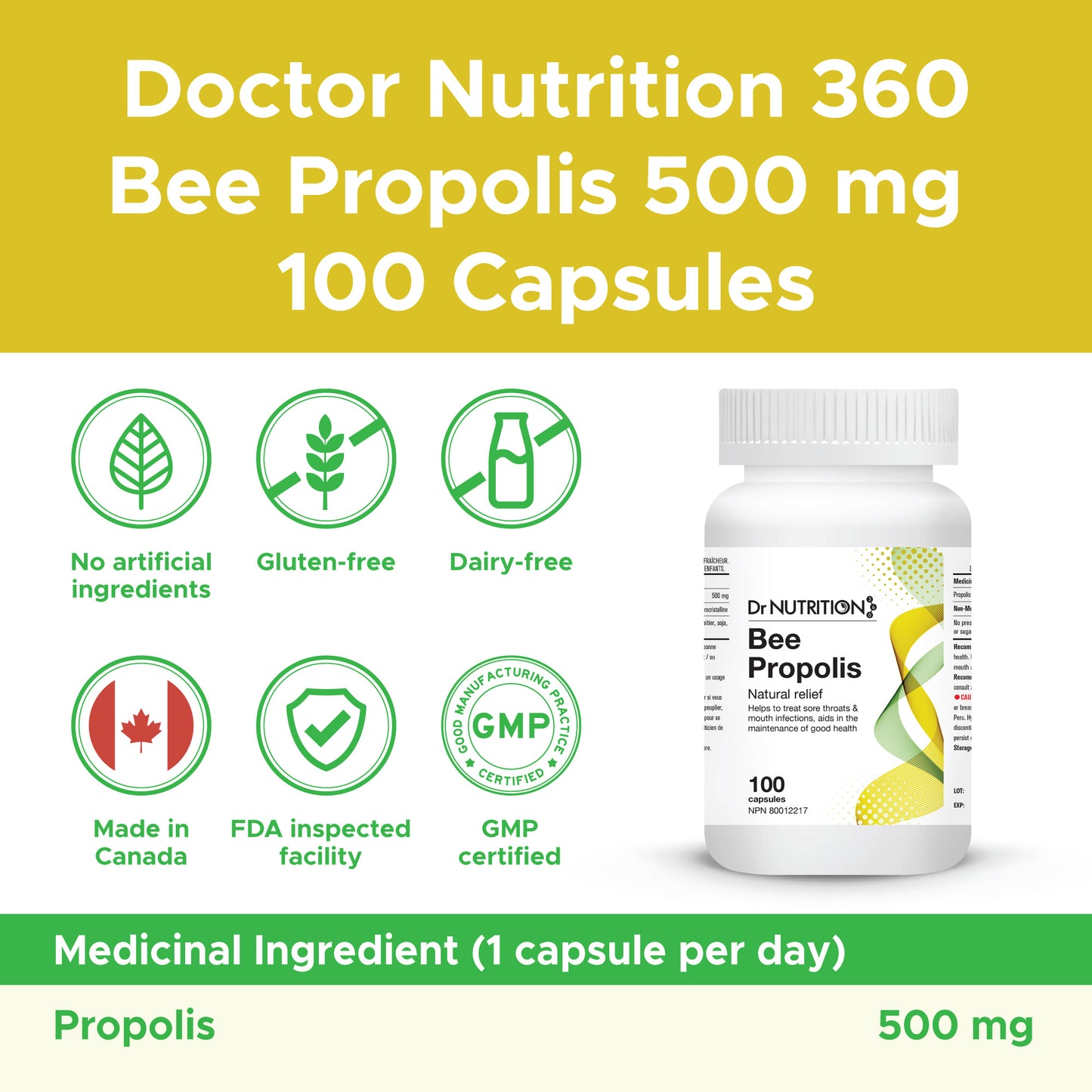 Bee Propolis 500mg 100 Capsules