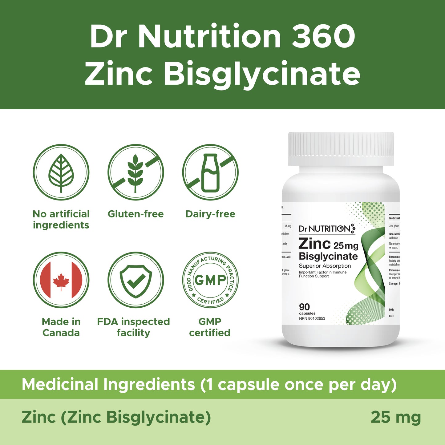 Zinc Bisglycinate 25mg 90 Capsules