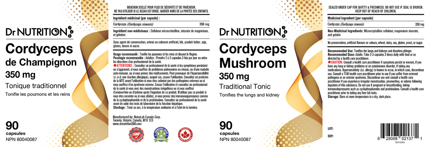 Cordyceps Mushroom 350mg 90 Capsules